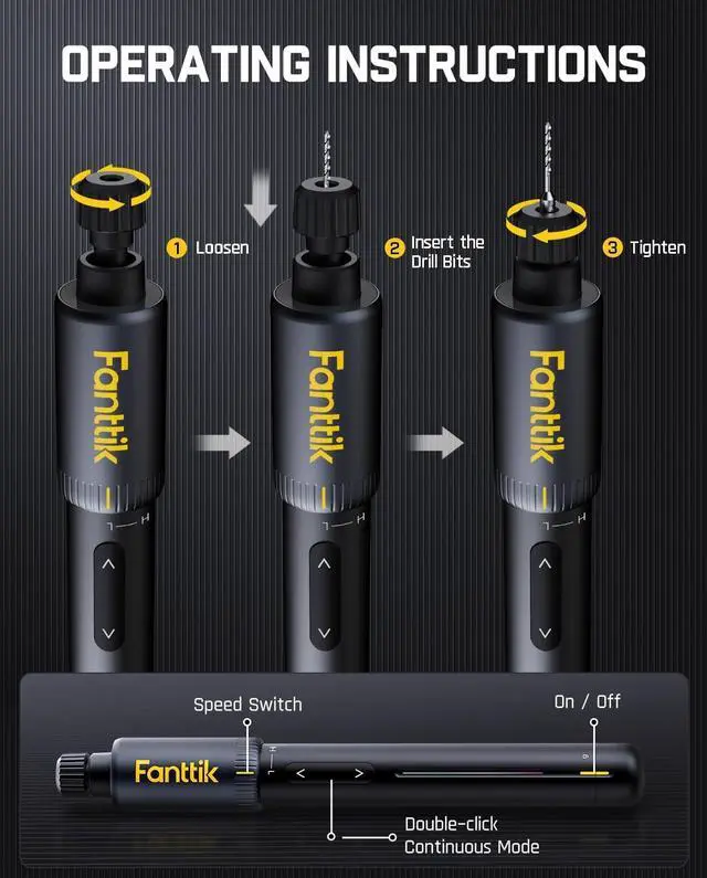 Alt view image 4 of 7 - K2 Nano Power Drill, Mini Precision Drill, Hand Drill, 20 Drill Bits, 800mAh Rechargeable, Tool Kit for DIY Projects, Shells, Plastic, Jewelry, PCB, Aluminum Plate