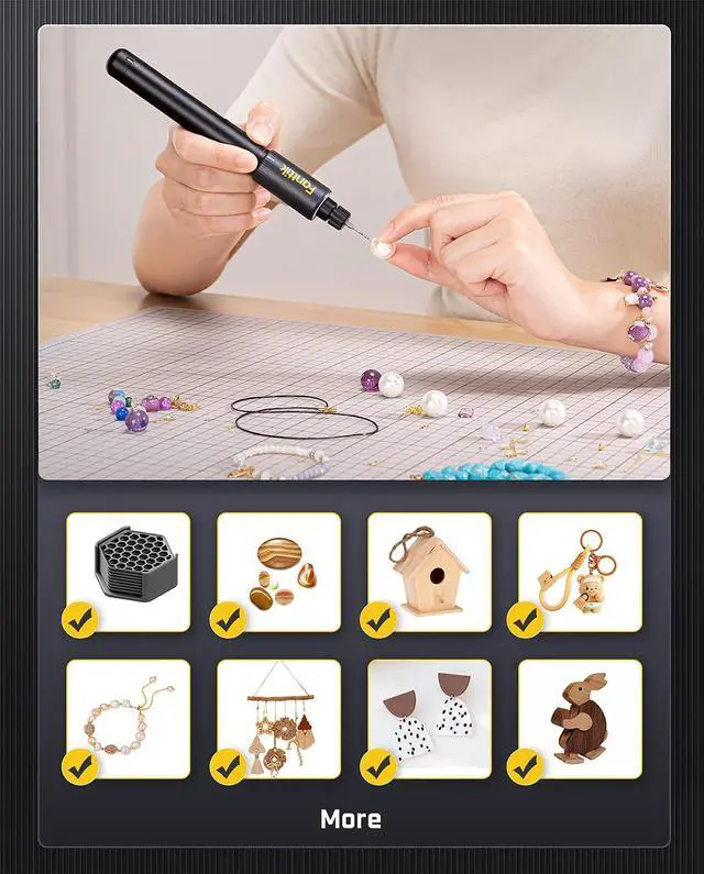 Alt view image 5 of 7 - K2 Nano Power Drill, Mini Precision Drill, Hand Drill, 20 Drill Bits, 800mAh Rechargeable, Tool Kit for DIY Projects, Shells, Plastic, Jewelry, PCB, Aluminum Plate