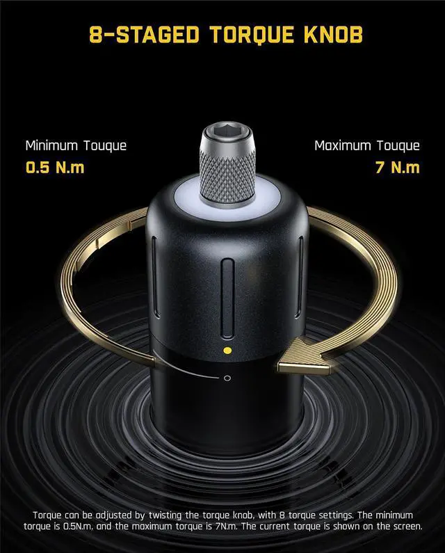 Alt view image 5 of 7 - S1 APEX Electric Screwdriver, Pivot Handle Screwdriver, Max 7N.m High Torque, 2 Speed Options, 1/4''Hex, Screen Interaction, Tech Tool for DIY Enthusiasts-Deluxe Edition