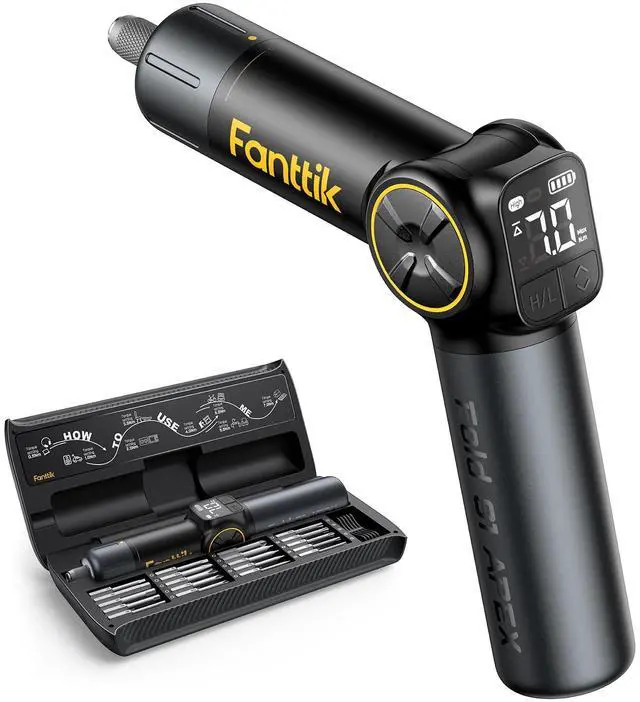 Main image of S1 APEX Electric Screwdriver, Pivot Handle Screwdriver, Max 7N.m High Torque, 2 Speed Options, 1/4''Hex, Screen Interaction, Tech Tool for DIY Enthusiasts-Deluxe Edition