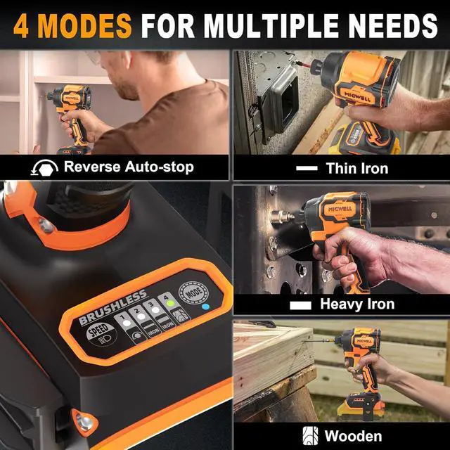 Alt view image 5 of 7 - Cordless Impact Driver and Drill Combo Kit (Tool Only) Compatible with Dewalt 20V Max Battery, Up to 2300 In-lbs Brushless1/4" Impact Driver and 620 In-lbs 3/8" Power Drill with Tool Bag, LED Light