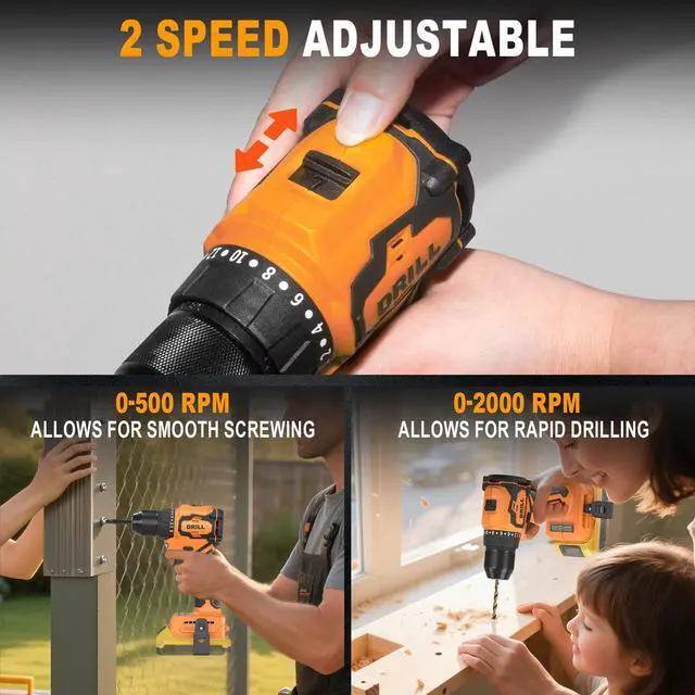 Alt view image 6 of 7 - Cordless Impact Driver and Drill Combo Kit (Tool Only) Compatible with Dewalt 20V Max Battery, Up to 2300 In-lbs Brushless1/4" Impact Driver and 620 In-lbs 3/8" Power Drill with Tool Bag, LED Light