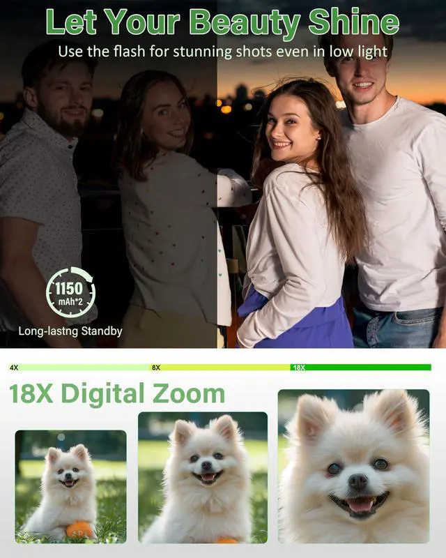 Alt view image 4 of 6 - 5K Digital Camera for Photography, 75MP WiFi Vlogging Camera for YouTube, 18X Zoom UHD Autofocus, 3" 180° Flip Screen, Video Camera with 32GB SD Card & 2 Batteries