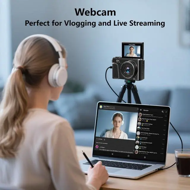 Alt view image 5 of 7 - 8K Digital Camera with 88MP & 3" 180° Flip Screen - 18X Zoom Auto Focus Vlogging Camera for YouTube/Photography, Includes 32GB SD Card & 2 Batteries (Gunmetal)