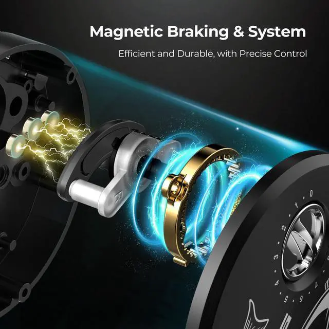 Alt view image 5 of 7 - Chaos Pro Baitcasting Fishing Reel, CNC Machined Aluminum Body Round Catfish Reel with 25LB Max Drag, Trolling Reel with Level Wind & Magnetic Braking for Lake & Saltwater, Black, Right Hand