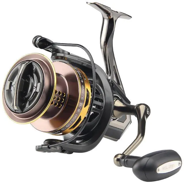 Big Game Surf Spinning Fishing Reel 8000/12000,20KG Drag Power Backlash-Free Bearings,Metal Reel Seat,Zinc Alloy Gear for Saltwater Inshore and Offshore Fishing (HT-surfBG-12000)