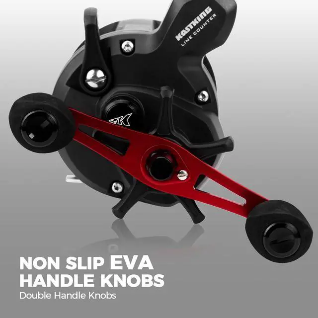 Alt view image 4 of 7 - ReKon Line Counter Trolling Fishing Reel, Round Baitcasting Reels, Left Handed, Size 10