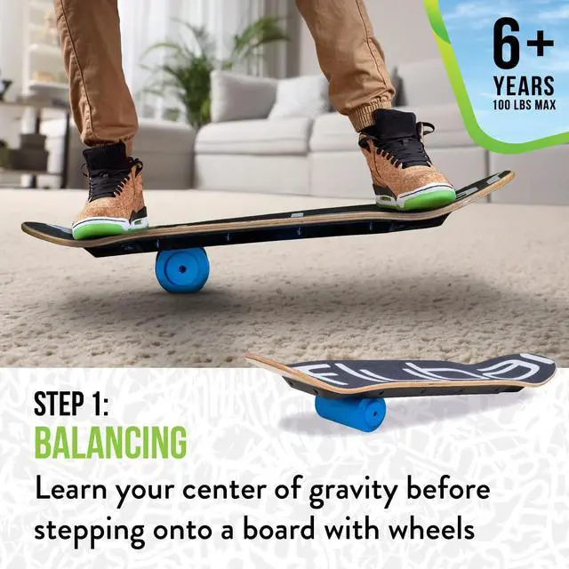 Alt view image 3 of 4 - 3 in-1 Learn to Skate Complete Skateboard for Beginners, Balance Board, Skateboard Accessories, Learn Skate Tricks Fast and Easy, Ollies, Backflips, Durable, Boys, Girls, Ages 6+, 100 lbs
