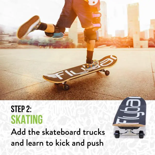 Alt view image 4 of 4 - 3 in-1 Learn to Skate Complete Skateboard for Beginners, Balance Board, Skateboard Accessories, Learn Skate Tricks Fast and Easy, Ollies, Backflips, Durable, Boys, Girls, Ages 6+, 100 lbs