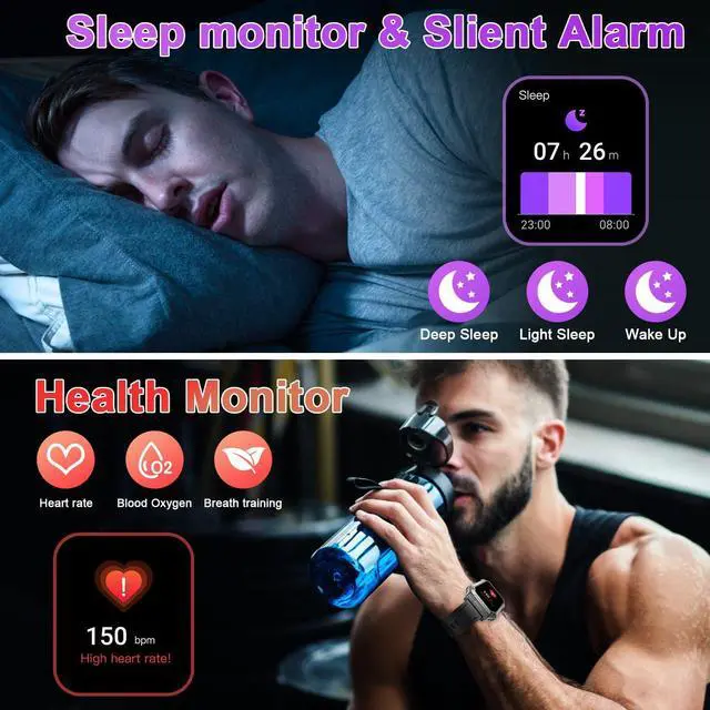 Alt view image 3 of 7 - Smart Watch for Men Fitness Tracker: Military Digital Mens Watches Bluetooth Make Answer Call Running Waterproof Smartwatch Android Phones iPhone Samsung Compatible Heart Rate Monitor Step Pedometer