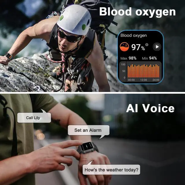 Alt view image 7 of 7 - Smart Watch for Men Fitness Tracker: Military Digital Mens Watches Bluetooth Make Answer Call Running Waterproof Smartwatch Android Phones iPhone Samsung Compatible Heart Rate Monitor Step Pedometer