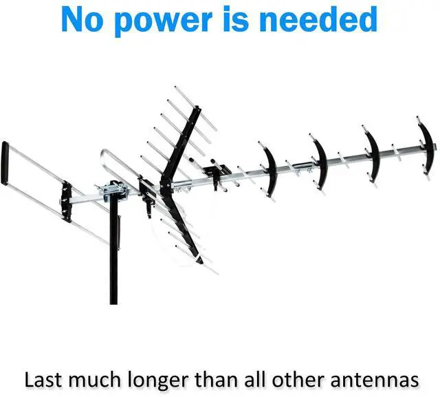 Alt view image 2 of 5 - Outdoor HDTV Antenna up to 200 Mile Long Range, Attic or Roof Mount TV Antenna, Long Range Digital OTA AntennaATSC 3.0 Ready for 4K 1080P VHF UHF with Mounting Pole