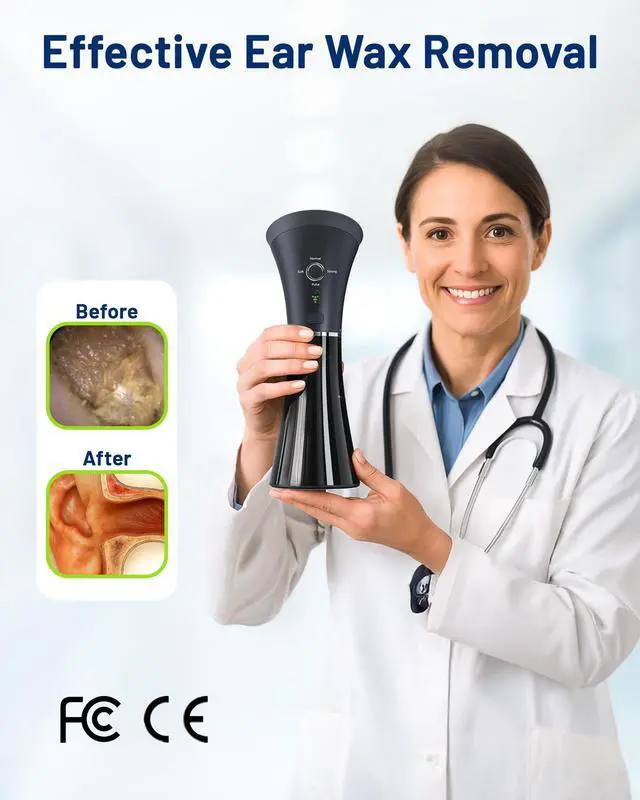 Alt view image 2 of 5 - Upgraded Ear Wax Removal with One-Piece Waste Tank, Safe Cleaner with Water Temperature Sensor, Effective Ear Irrigation Kit & USB-A to C Cable, IPX7, Black