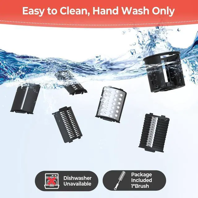 Alt view image 7 of 7 - Electric Cheese Grater, Upgraded Salad Maker with 5 Replaceable Stainless Blades, 250W Electric Cheese Shredder, One-Touch Control Vegetable Cutter Kitchen Slicer for Cheeses, Fruits, Nuts