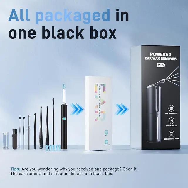 Alt view image 2 of 7 - Ear Wax Removal - Electric Ear Irrigation Flushing System with 4 Pressure Modes, Ear Cleaner with Camera, 1080P Otoscope, Ear Cleaning Tool with 7 Pcs Ear Set, Safe and Effective Earwax Removal Kit