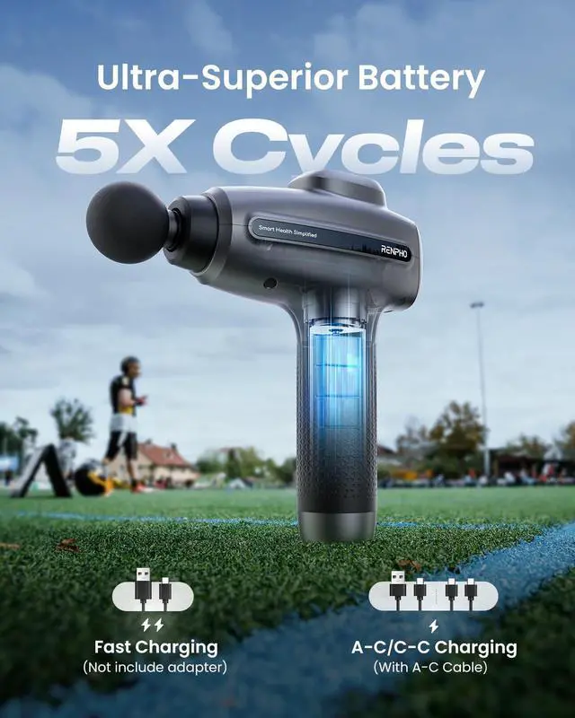 Alt view image 2 of 7 - Massage Gun Deep Tissue, Percussion Muscle Massage Gun for Athletes Men Women, Electric Handheld Massager Gun for Pain Relief Relax 6 Massage Head, Gray