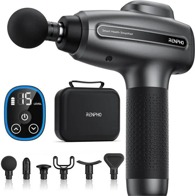 Main image of Massage Gun Deep Tissue, Percussion Muscle Massage Gun for Athletes Men Women, Electric Handheld Massager Gun for Pain Relief Relax 6 Massage Head, Gray