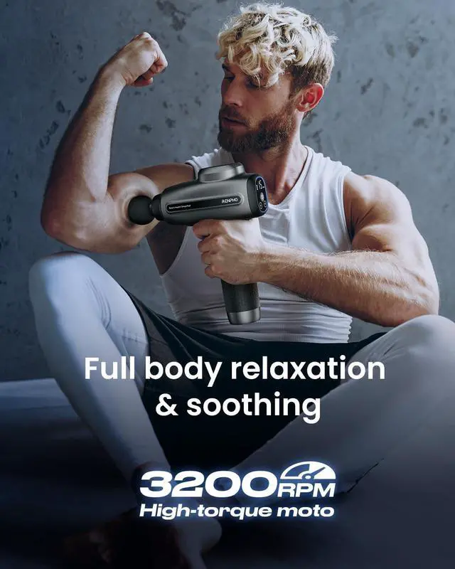 Alt view image 3 of 7 - Massage Gun Deep Tissue, Percussion Muscle Massage Gun for Athletes Men Women, Electric Handheld Massager Gun for Pain Relief Relax 6 Massage Head, Gray