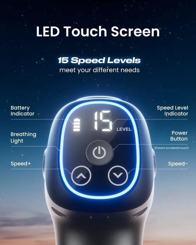 Alt view image 4 of 7 - Massage Gun Deep Tissue, Percussion Muscle Massage Gun for Athletes Men Women, Electric Handheld Massager Gun for Pain Relief Relax 6 Massage Head, Gray