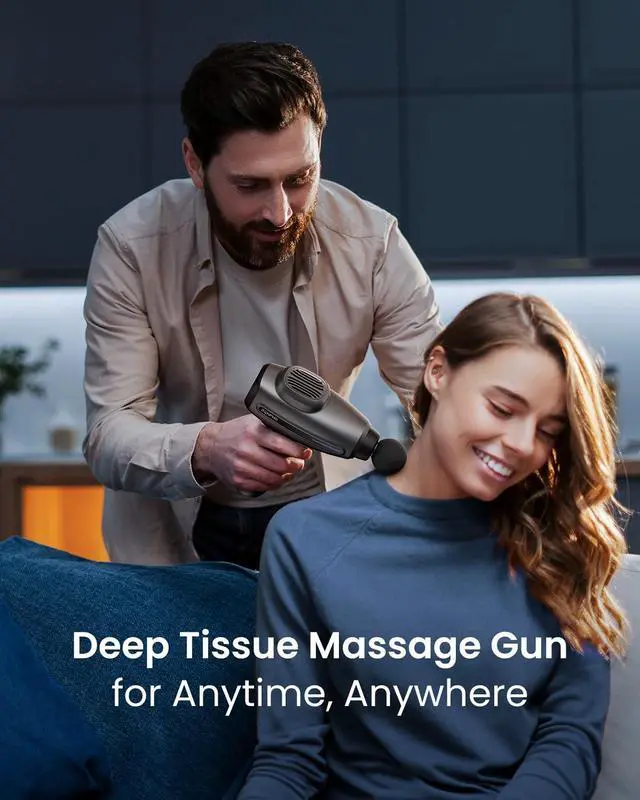 Alt view image 6 of 7 - Massage Gun Deep Tissue, Percussion Muscle Massage Gun for Athletes Men Women, Electric Handheld Massager Gun for Pain Relief Relax 6 Massage Head, Gray