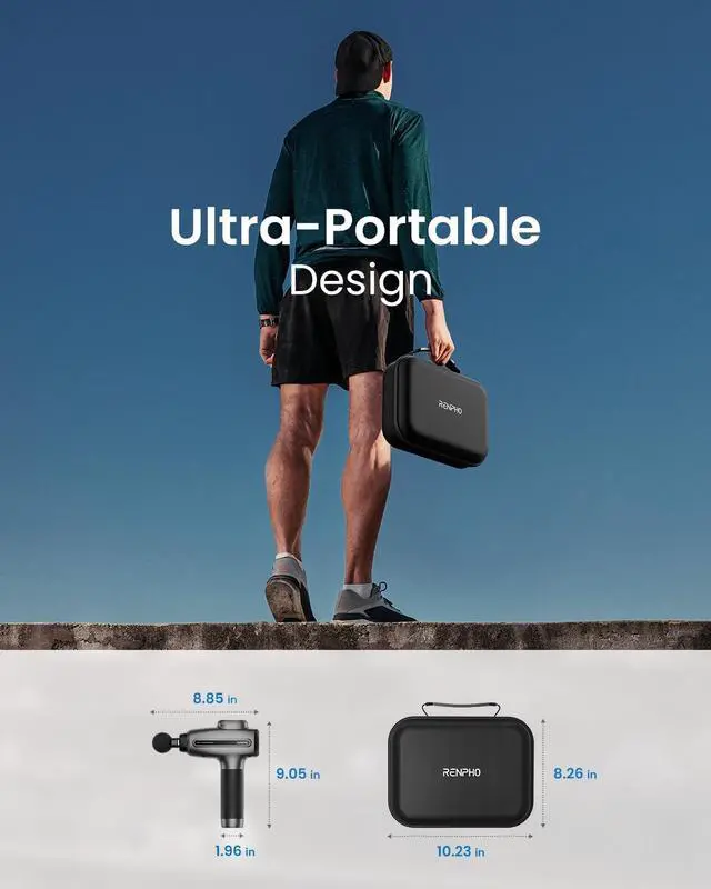 Alt view image 7 of 7 - Massage Gun Deep Tissue, Percussion Muscle Massage Gun for Athletes Men Women, Electric Handheld Massager Gun for Pain Relief Relax 6 Massage Head, Gray