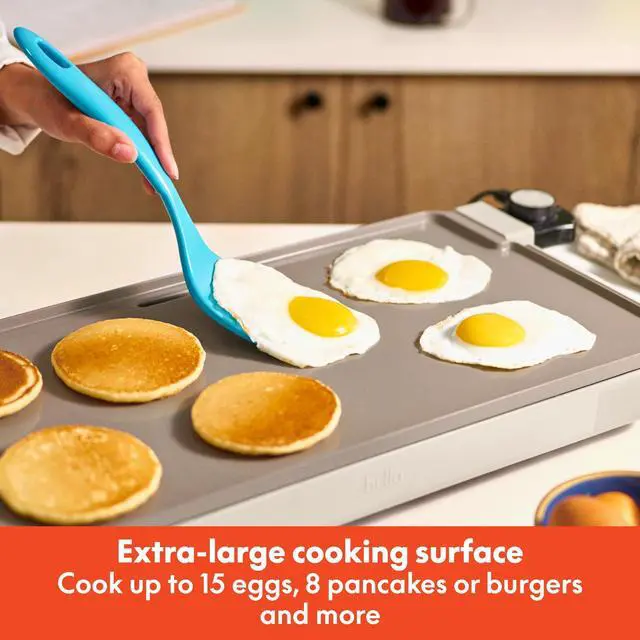 Alt view image 2 of 7 - 12" x 22" Electric Griddle with EverGood Ceramic Nonstick Coating, Removable Temperature Probe, Dishwasher-Safe Drip Tray & Cool Touch Handles, Cook up to 15 Eggs, 1500 Watt, Oatmilk
