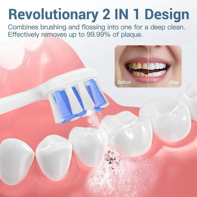 Alt view image 3 of 7 - Upgraded 2-in-1 Electric Toothbrush with Water Flosser, Ultrasonic Cleaning & 3+4 Smart Modes, Portable Oral Irrigator with Point-Jet, Rechargeable IPX7 Waterproof for Home & Travel Use