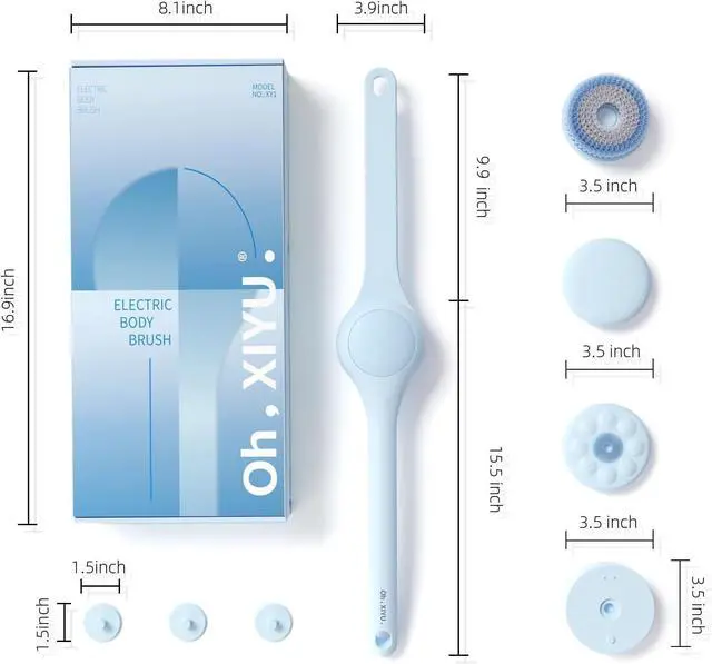 Alt view image 7 of 7 - Electric Body Brush Back Scrubber for Shower, Waterproof Long Dual Handle Power Body Scrubber with 3 Heads, Rechargeable Bath Brush & 2 Speeds, for Cleansing, Exfoliating and Massaging Skin