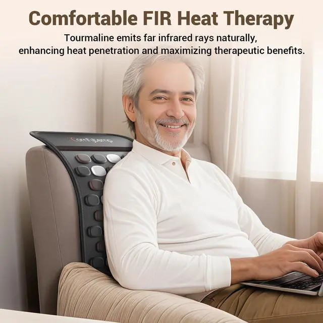 Alt view image 4 of 7 - Far Infrared Heating Pad for Deeper Back Pain Relief, 65 Tourmaline Natural Stones FSA Eligible HSA FIR Electric Heat Pads Muscle Cramps, 6 Heat 8 Timer, Birthday Gifts for Mom Dad 12''×24''