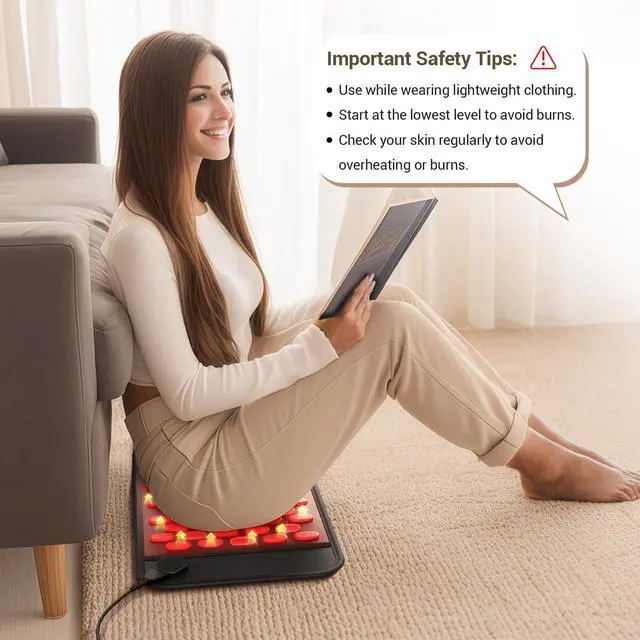 Alt view image 7 of 7 - Far Infrared Heating Pad for Deeper Back Pain Relief, 65 Tourmaline Natural Stones FSA Eligible HSA FIR Electric Heat Pads Muscle Cramps, 6 Heat 8 Timer, Birthday Gifts for Mom Dad 12''×24''