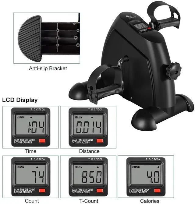 Alt view image 2 of 7 - Mini Exercise Bike, Under Desk Bike Pedal Exerciser Portable Foot Cycle Arm & Leg Peddler Machine with LCD Screen Displays