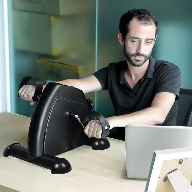 Alt view image 7 of 7 - Mini Exercise Bike, Under Desk Bike Pedal Exerciser Portable Foot Cycle Arm & Leg Peddler Machine with LCD Screen Displays