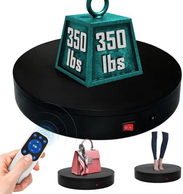 Main image of 12.6Inch/350lbs Capacity Electric Motorized Turntable,Remote Rotating Display Stand ,Large Rotating Platform,Photography Turntable,Heavy Duty Display Turntables for Photography,3D Scanner,Exhibition