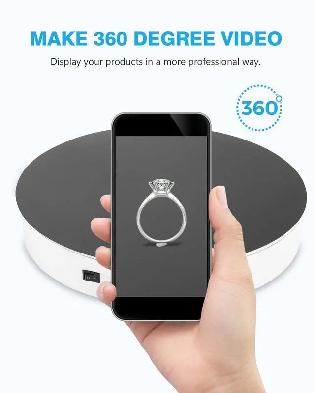 Alt view image 2 of 7 - Photography Turntable 13.7inch/110LB, 360 Degree Motorized Rotating Display Stand with Remote Control, Electric Turntable for Photography Products or Short Video, 110V-220V(White)