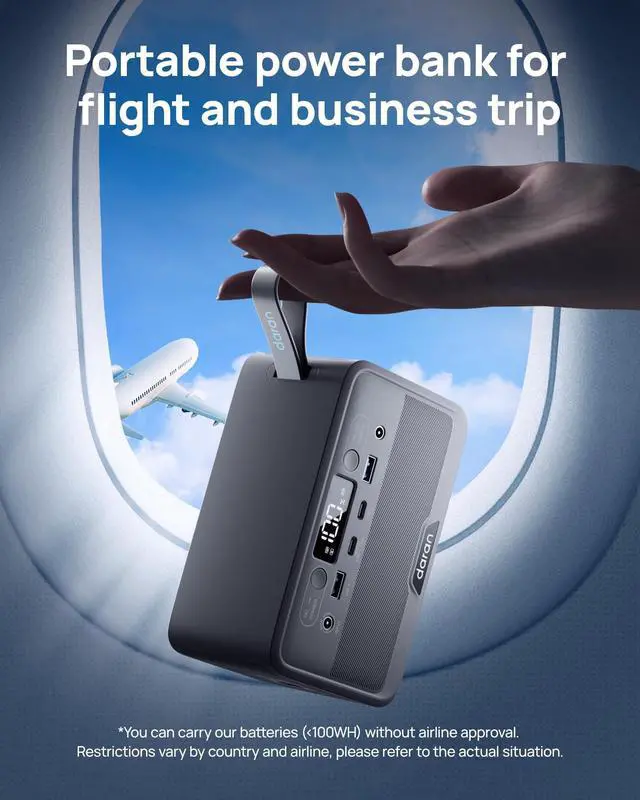 Alt view image 6 of 6 - Portable Power Station 28,000mAh LiFePO4 Battery 100W(200W Peak) Solar Power Bank, Portable Charger Small Generator with AC Outlets & PD Fast Charging for Home/Laptop/Camping(Solar Panel Optional)