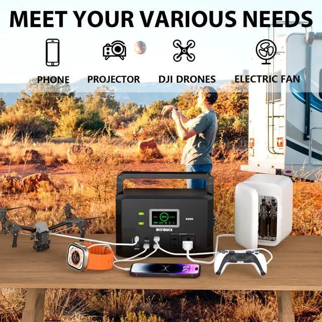 Alt view image 2 of 7 - Portable Power Station 200W (400W Peak), Solar Power Station with 110V AC Outlet,32000mAh Backup Lithium Battery Generator for Home Backup Outdoor Emergency RV