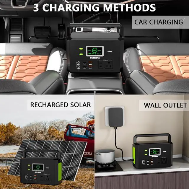 Alt view image 5 of 7 - Portable Power Station 200W (400W Peak), Solar Power Station with 110V AC Outlet,32000mAh Backup Lithium Battery Generator for Home Backup Outdoor Emergency RV