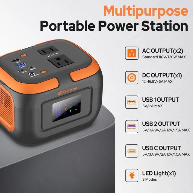 Alt view image 4 of 7 - Portable Power Station 120W, 110V Power Bank with AC Outlet, Portable Generator 97.6Wh External Battery Power Pack with USB C Input for Camping Home Van Life Adventure Backup