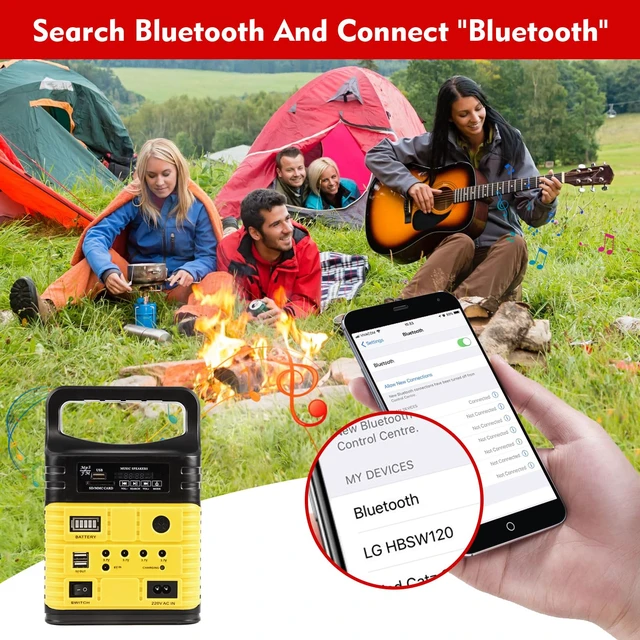 Alt view image 4 of 7 - Portable Solar Generator with Panel,10000mAh Power Station for Camping | 10000mAh solar power station with LiFePO4 battery, LED lights and USB/DC charging. Portable backup power for camping