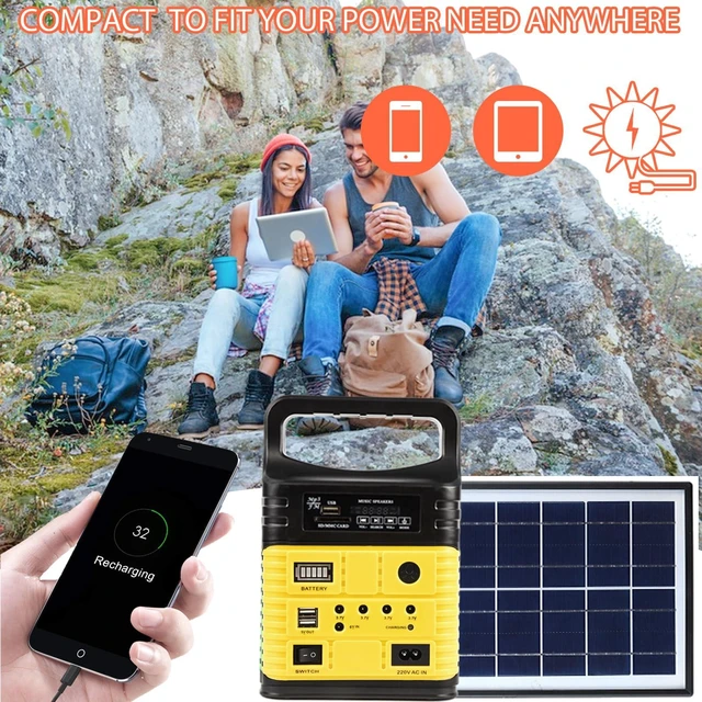 Alt view image 6 of 7 - Portable Solar Generator with Panel,10000mAh Power Station for Camping | 10000mAh solar power station with LiFePO4 battery, LED lights and USB/DC charging. Portable backup power for camping