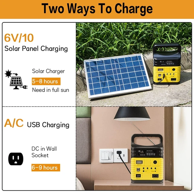Alt view image 7 of 7 - Portable Solar Generator with Panel,10000mAh Power Station for Camping | 10000mAh solar power station with LiFePO4 battery, LED lights and USB/DC charging. Portable backup power for camping