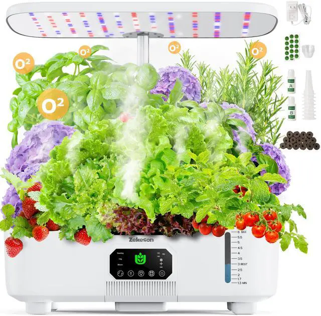 Main image of Misting Hydroponic Growing System Kit 15-Pods Indoor Smart Herb Garden Planter with LCD Touch Panel 6L Large Tank for Herb/Vegetables/Flowers/Fruits,Birthday&Christmas Gifts for Gardening Beginners