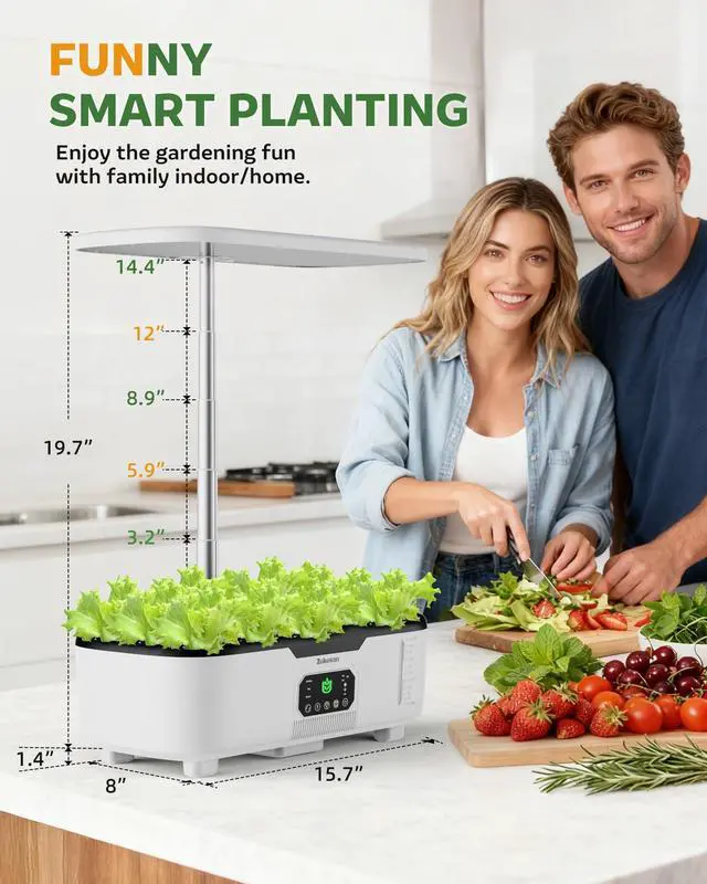 Alt view image 7 of 7 - Misting Hydroponic Growing System Kit 15-Pods Indoor Smart Herb Garden Planter with LCD Touch Panel 6L Large Tank for Herb/Vegetables/Flowers/Fruits,Birthday&Christmas Gifts for Gardening Beginners