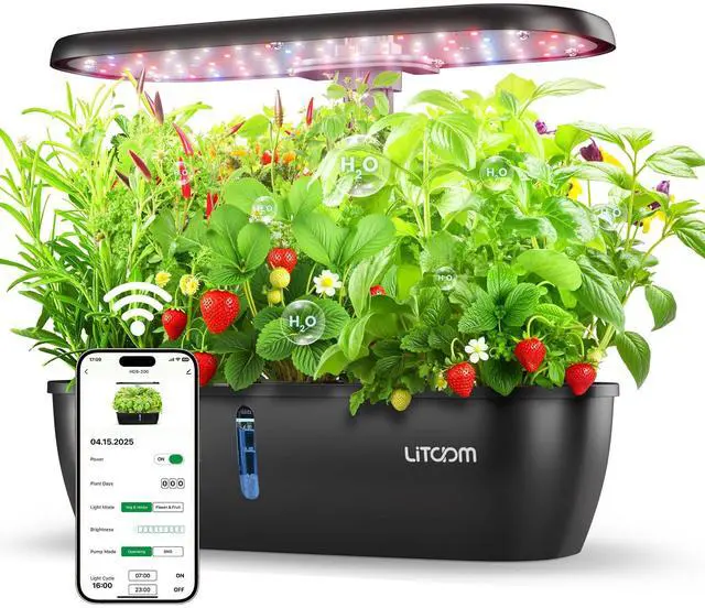 Main image of Smart Hydroponics Growing System Kit with APP&WiFi Controlled, 15-Pod Indoor Herb Garden Planter with 2 Grow Modes, 24W Growing LED, Pump System, 24H Timer, Indoor Garden for Home