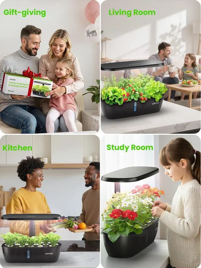 Alt view image 7 of 7 - Smart Hydroponics Growing System Kit with APP&WiFi Controlled, 15-Pod Indoor Herb Garden Planter with 2 Grow Modes, 24W Growing LED, Pump System, 24H Timer, Indoor Garden for Home