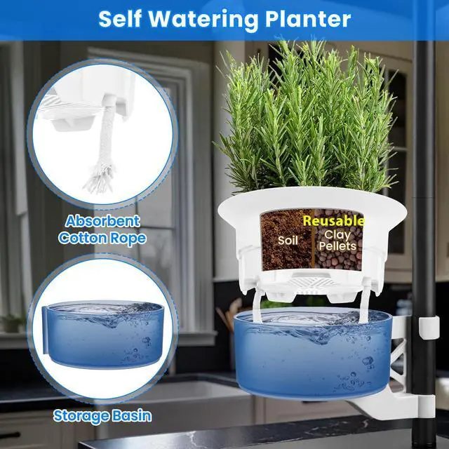 Alt view image 3 of 7 - Smart Venus Fly Trap Terrarium Kit with Grow Light Timer & Metal Stand, African Violet Pots Self Watering Planter for Cactus,Herbs,Carnivorous Plants, Christmas Birthday Gifts for Women Garden Lover