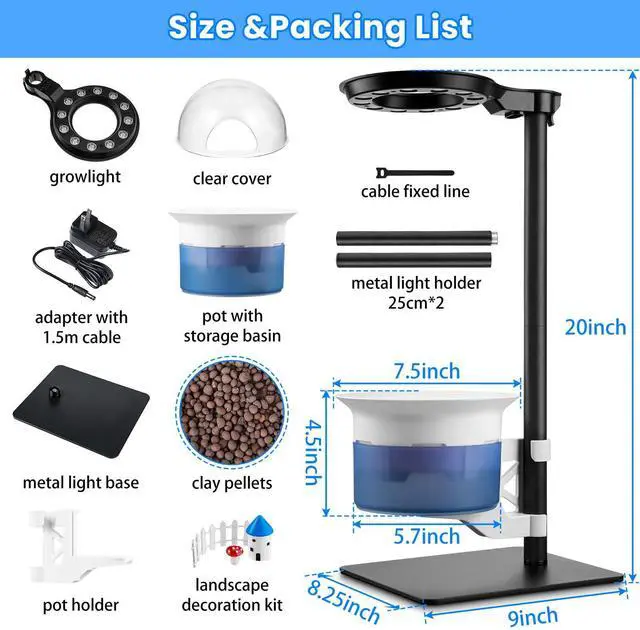 Alt view image 7 of 7 - Smart Venus Fly Trap Terrarium Kit with Grow Light Timer & Metal Stand, African Violet Pots Self Watering Planter for Cactus,Herbs,Carnivorous Plants, Christmas Birthday Gifts for Women Garden Lover