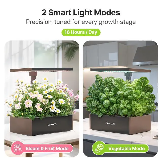 Alt view image 2 of 7 - Hydroponics Growing System Kit, 20 Pods Indoor Herb Garden with 10L Water Tank & Adjustable Height 25", 30W LED Grow Light, LCD Display with Veg/Flower Modes, Pump & Low Water Reminder, Black