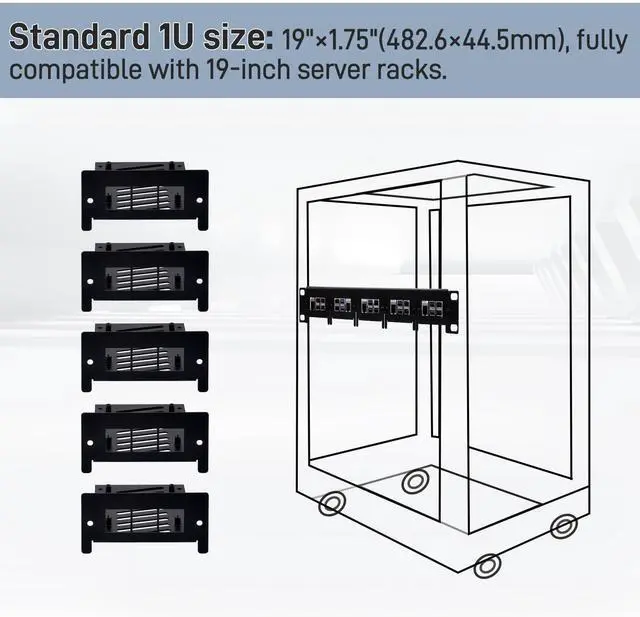 Alt view image 3 of 7 - 19 inch 1U Rack Mount for Raspberry Pi 5/4B/3B+/3B, with Removable Front Brackets, Compatible with 19 inch Server Cabinets