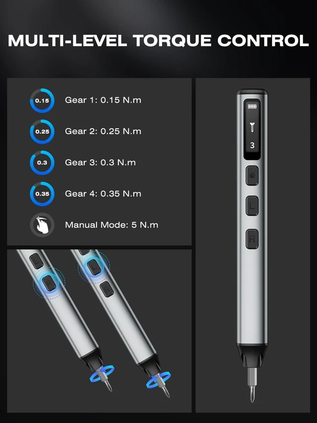 Alt view image 5 of 7 - 162-in-1 Mini Electric Screwdriver Set, Precision Cordless Power Screwdriver with 150 Magnetic Bits, 4 Torque Settings, Max 5N.m Manual, LED, Portable Repair Tool Kit for Laptop Watch PS5